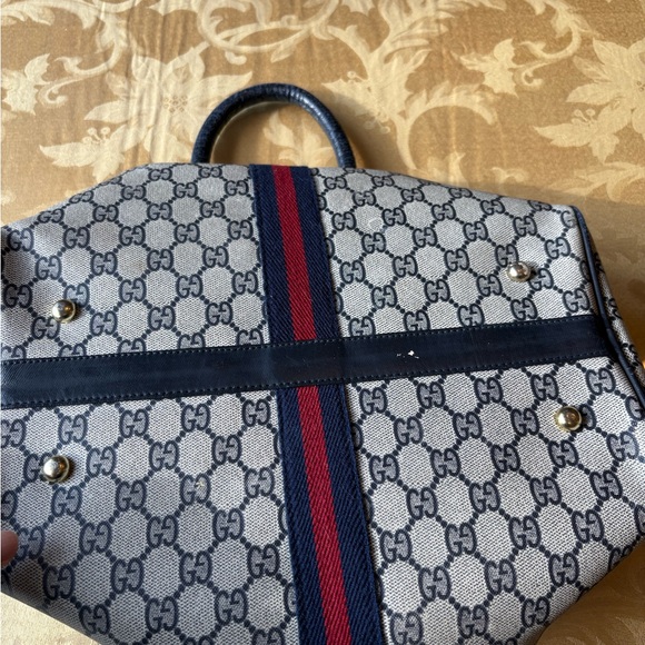 Vintage Gucci navy monogram Boston satchel - Picture 5 of 8